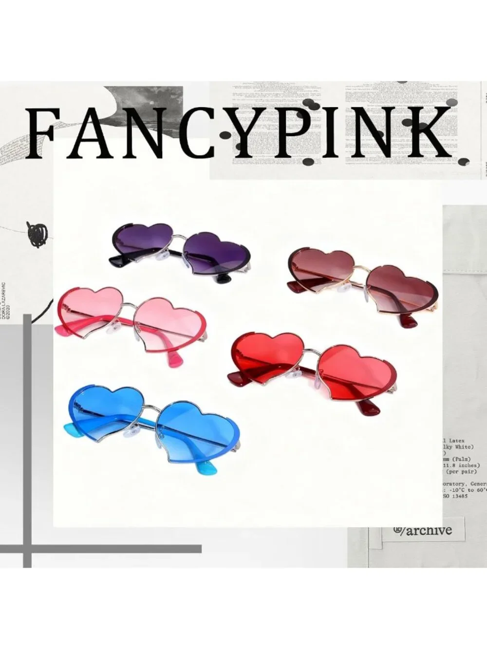 Heart-Shaped Sunglasses for Women - Thin Metal Frame, Perfect for Parties